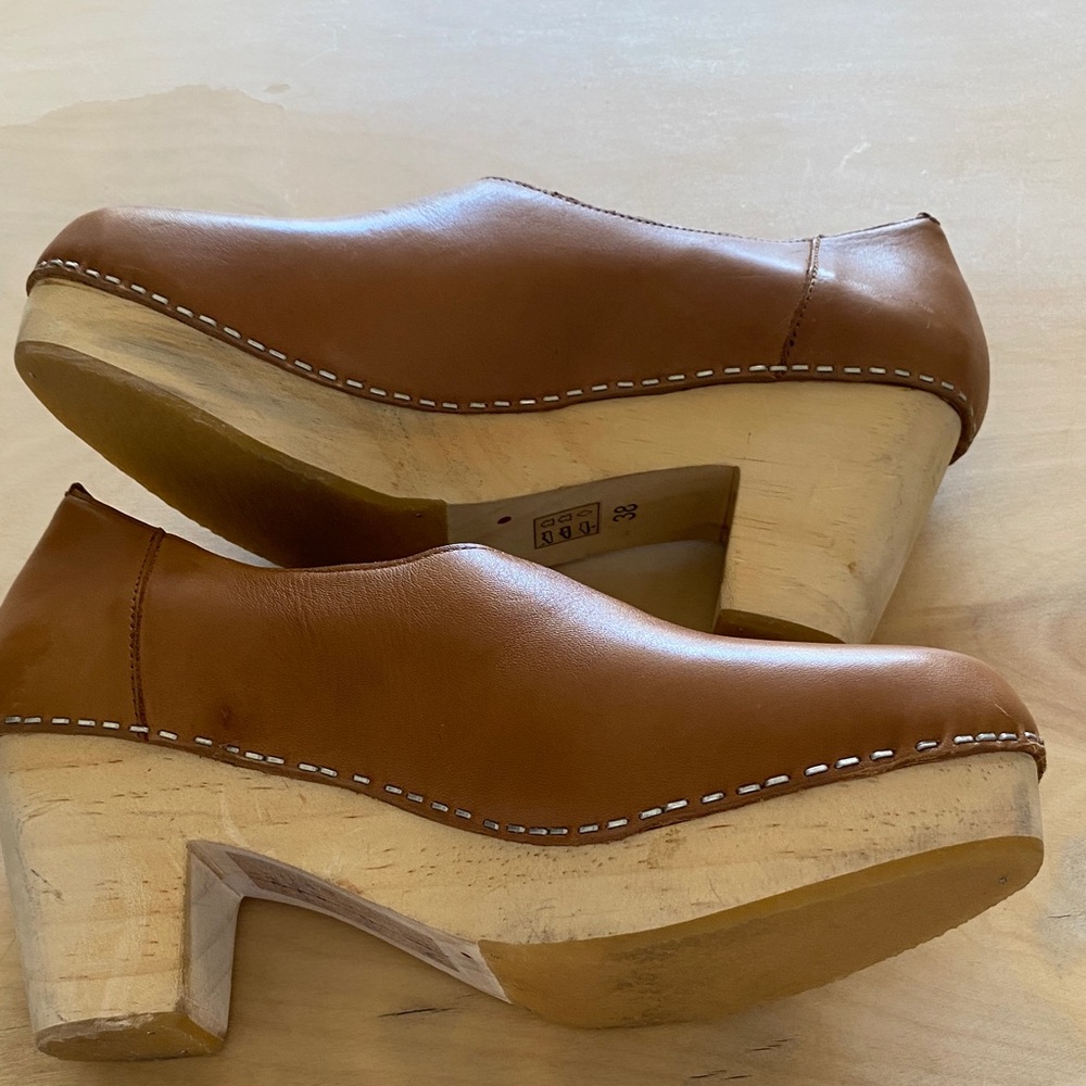 Free People Tan Leather Clog Mules - Picture 2 of 4
